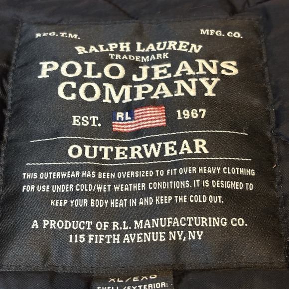 Vintage Ralph Lauren Polo Jeans Co. Full Zip Black Jacket Mens XL Quilted Hoodie - Picture 4 of 11